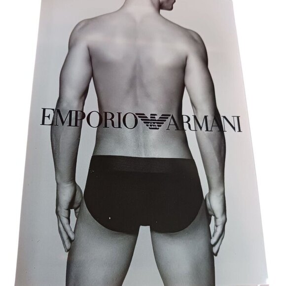 Emporio Armani Mens Stretch Cotton Hip Brief Underwear Black Size Medium - Picture 2 of 3